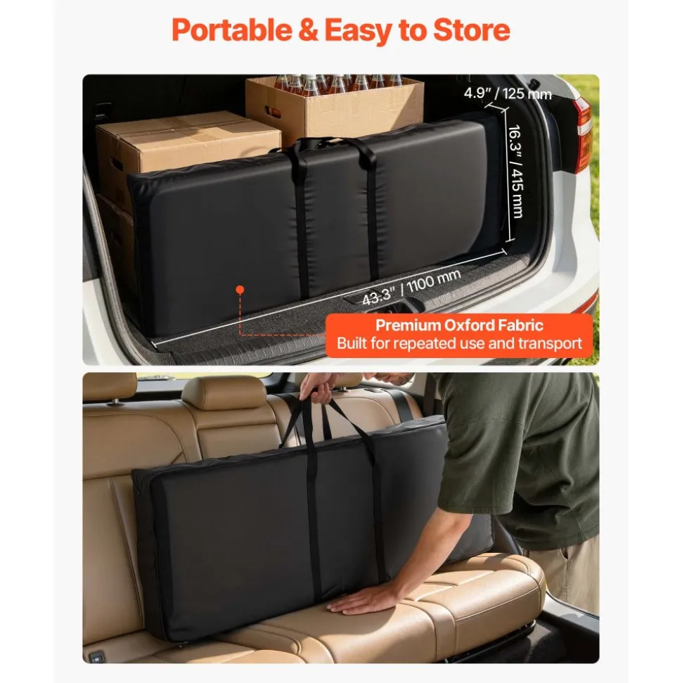 VEVOR Folding Portable Bar Table, 43.3 x 15.2 x 34.8 in, with Carry Bag, Storage Shelf, and Detachable Skirt, Quick and Easy Setup, Foldable Mobile Bartending Station for Events, Party, Tradeshow