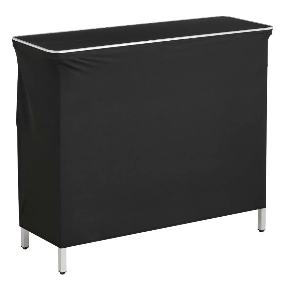 VEVOR Folding Portable Bar Table, 43.3 x 15.2 x 34.8 in, with Carry Bag, Storage Shelf, and Detachable Skirt, Quick and Easy Setup, Foldable Mobile Bartending Station for Events, Party, Tradeshow