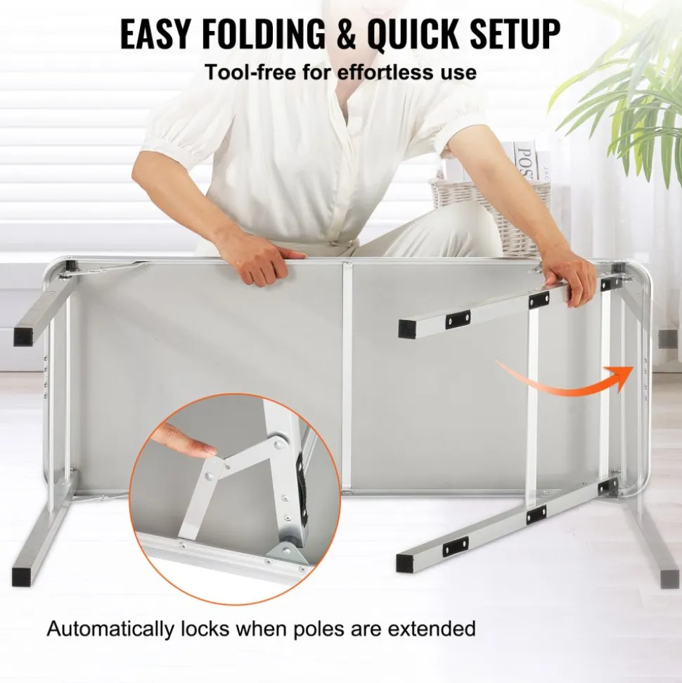 VEVOR Folding Portable Bar Table, Tradeshow Podium Table for Indoor, Outdoor, Party, Picnic, Exhibition, Includes Carrying Case, Storage Shelf and Black Skirt, 38.39" x 15.16" x 34.25"
