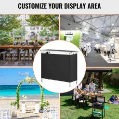 VEVOR Folding Portable Bar Table, Tradeshow Podium Table for Indoor, Outdoor, Party, Picnic, Exhibition, Includes Carrying Case, Storage Shelf and Black Skirt, 38.39