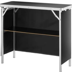 VEVOR Folding Portable Bar Table, Tradeshow Podium Table for Indoor, Outdoor, Party, Picnic, Exhibition, Includes Carrying Case, Storage Shelf and Black Skirt, 38.39