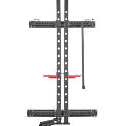 VEVOR Folding Power Cage, Wall-Mounted Power Rack Squat Rack, Multifunctional Strength Training Workout Equipment with Landmine Holder, Adjustable J-Hooks & Pull-Up Bar for Home Gym, 1000LBS Capacity