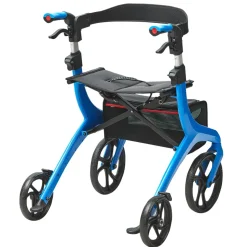 VEVOR Folding Rollator Walker for Seniors and Adults, Lightweight Aluminum Rolling Walker with Seat and Adjustable Handle, 4-Wheel Outdoor Mobility Walker with Spacious Storage Bag, 300LBS Capacity