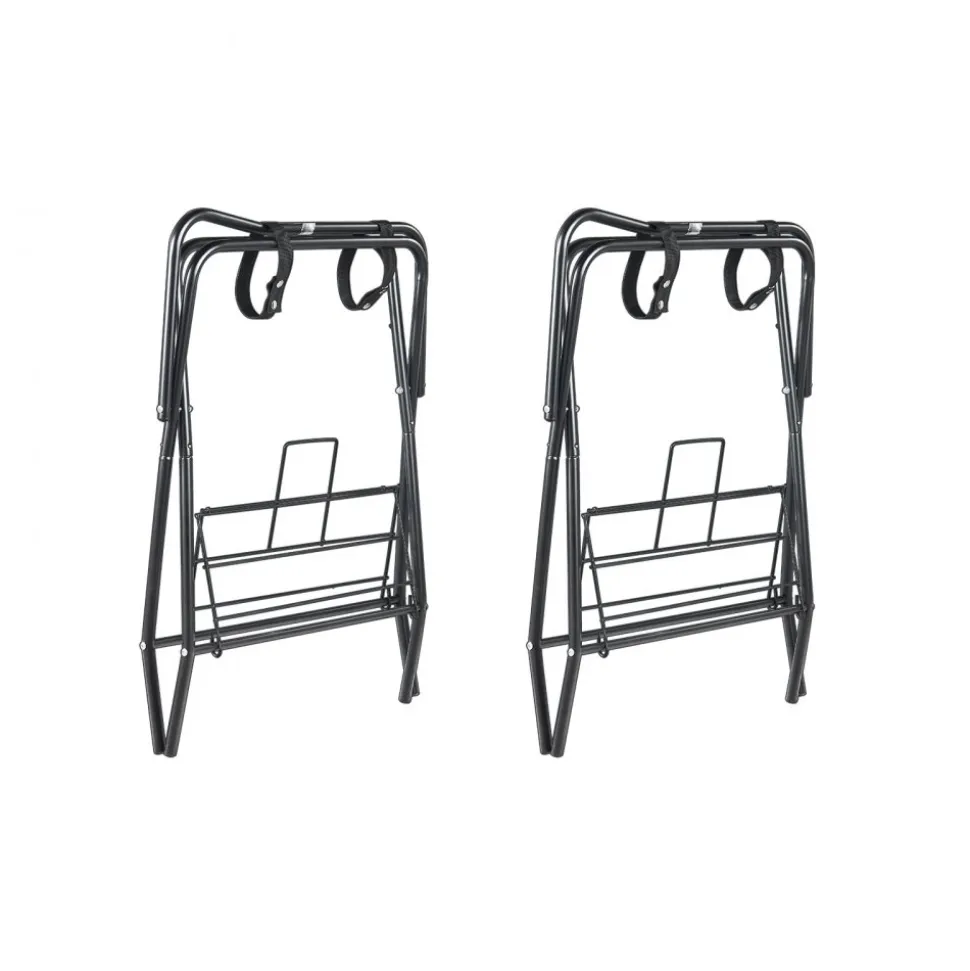 VEVOR Folding Saddle Rack, 28 x 19 x 37.5 in, 2 Packs Freestanding Horse Saddle Stand, Portable Horse Blanket Holder, Heavy Duty Steel Saddle Rack for English & Western Saddles, Tack Storage, Black