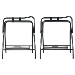 VEVOR Folding Saddle Rack, 28 x 19 x 37.5 in, 2 Packs Freestanding Horse Saddle Stand, Portable Horse Blanket Holder, Heavy Duty Steel Saddle Rack for English & Western Saddles, Tack Storage, Black
