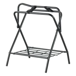 VEVOR Folding Saddle Rack, 28 x 19 x 37.5 in, Freestanding Horse Saddle Stand, Portable Horse Blanket Holder, Heavy Duty Steel Saddle Rack for English & Western Saddles, Tack Storage, Black