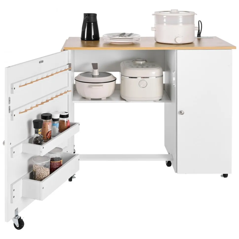 VEVOR Folding Sewing Table, Multipurpose Sewing Machine Table with Compact Design, Wheels, Wooden Pegs, Storage Trays and Shelf, Magnetic Door Lock, Craft Station and Side Desk for Home, Light Green