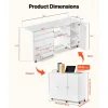 VEVOR Folding Sewing Table, Multipurpose Sewing Machine Table with Cabinet, Compact Design, Wheels, Wooden Pegs, Storage Trays and Shelf, Magnetic Door, Craft Station and Side Desk for Home, White