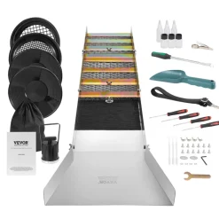 VEVOR Folding Sluice Box Gold Panning Kit, 50 Inch 23pc Gold Prospecting Equipment Kit with Gold Pan, Classifier Screen, Separating Magnet, Backpack and More