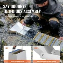 VEVOR Folding Sluice Box Gold Panning Kit, 50 Inch 23pc Gold Prospecting Equipment Kit with Gold Pan, Classifier Screen, Separating Magnet, Backpack and More