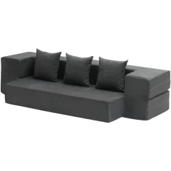VEVOR Folding Sofa Bed, 3-in-1 Foldable Couch Bed with 3 Pillows and Washable Cover, 25D High Density Memory Foam Convertible Sleeper Chair Bed, Futon Couch for Living Room, Bedroom, Dark Grey(Twin)