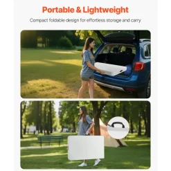 VEVOR Folding Table, 8 Ft Heavy Duty Portable Fold-in-Half Utility Table, Indoor Outdoor Plastic Rectangle Table with Built in Handle, for Party, Dining, Wedding, Events, Picnic, Camping, White
