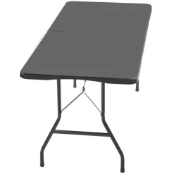 VEVOR Folding Table, 6 Ft Heavy Duty Portable Fold-in-Half Utility Table, Indoor Outdoor Plastic Rectangle Table with Built in Handle, for Party, Dining, Wedding, Events, Picnic, Camping, Black