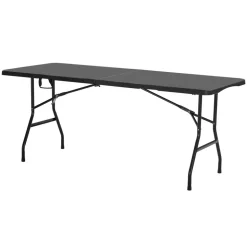 VEVOR Folding Table, 6 Ft Heavy Duty Portable Fold-in-Half Utility Table, Indoor Outdoor Plastic Rectangle Table with Built in Handle, for Party, Dining, Wedding, Events, Picnic, Camping, Black