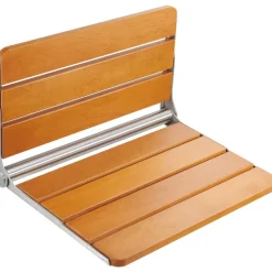 VEVOR Folding Teak Shower Seat, 20.9 x 16'' Unfolded, Wall Mounted Fold Up Shower Bench with 500 lbs Load Capacity, Space Saving Home Care Fold Down Shower Chair, for Seniors Pregnant Women Children