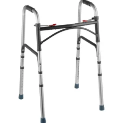 VEVOR Folding Walker, 2-Button Folding Walkers with 8-Level Adjustable Height and Durable Handles, Lightweight Aluminum Mobility Walker Aid for Elderly Handicapped Disabled, Up to 350 Pounds