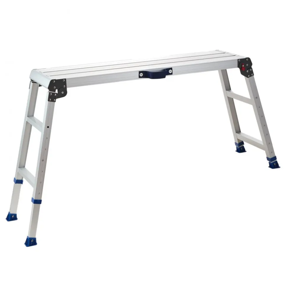 VEVOR Folding Work Platform, Adjustable Height 23-34.5 in, 40 x 12 in Aluminum Step Stool, 500 lbs Load Capacity, Heavy Duty Non-Slip Platform Ladder, Portable Work Bench for Painting, Maintenance