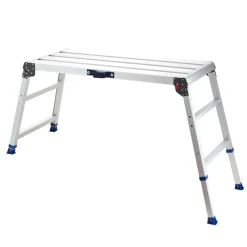 VEVOR Folding Work Platform, Adjustable Height 23-34.5 in, 40 x 18 in Aluminum Step Stool, 500 lbs Load Capacity, Heavy Duty Non-Slip Platform Ladder, Portable Work Bench for Painting, Maintenance