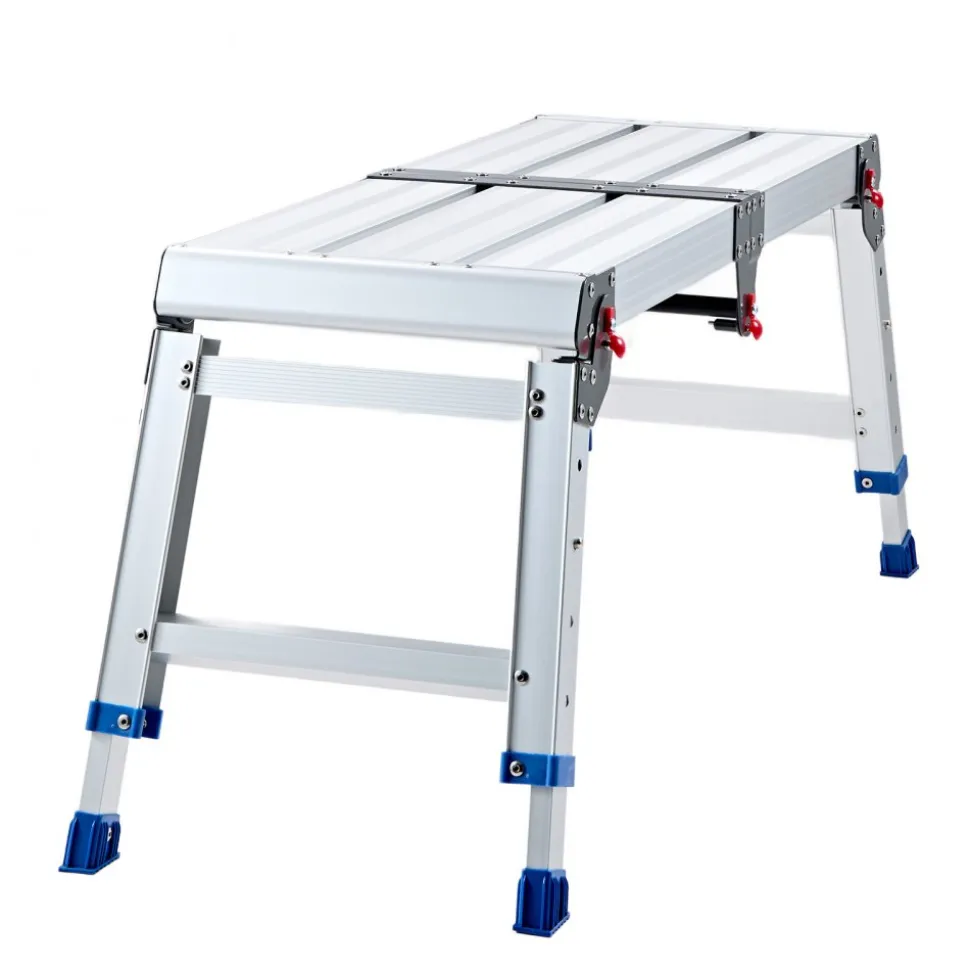 VEVOR Folding Work Platform, Adjustable Height 14.2-20 in, 500 lbs Capacity Aluminum Step Stool, Heavy Duty Non-Slip Platform Ladder, Portable Work Bench for Painting, Cleaning, Home & Professional