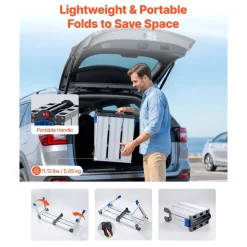 VEVOR Folding Work Platform, Adjustable Height 14.2-20 in, 500 lbs Capacity Aluminum Step Stool, Heavy Duty Non-Slip Platform Ladder, Portable Work Bench for Painting, Cleaning, Home & Professional