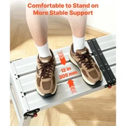 VEVOR Folding Work Platform, Adjustable Height 14.2-20 in, 500 lbs Capacity Aluminum Step Stool, Heavy Duty Non-Slip Platform Ladder, Portable Work Bench for Painting, Cleaning, Home & Professional