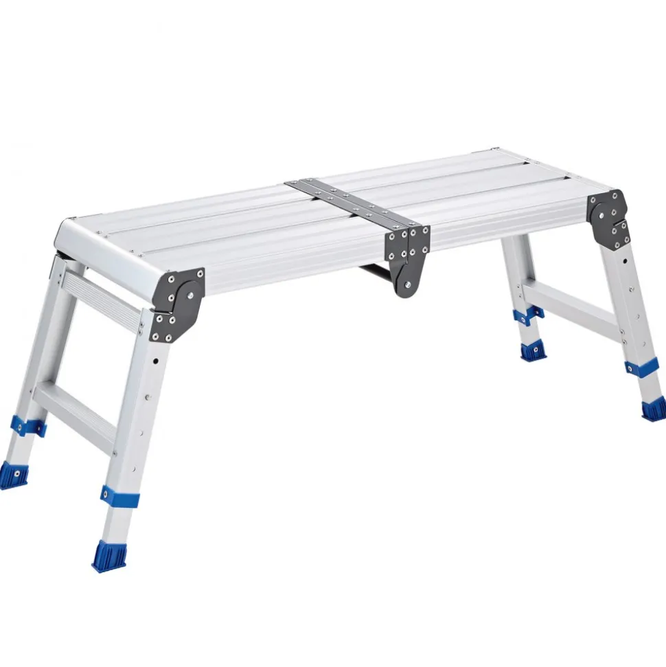 VEVOR Folding Work Platform, Adjustable Height 14.2-20 in, 500 lbs Capacity Aluminum Step Stool, Heavy Duty Non-Slip Platform Ladder, Portable Work Bench for Painting, Cleaning, Home & Professional