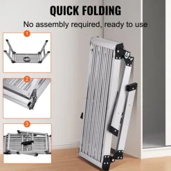 VEVOR Folding Work Platform, 330 lbs Load Capacity, Aluminum Drywall Stool Ladder, Heavy Duty Work Bench w/ Non-Slip Feet, Ideal for Washing Vehicles, Cleaning, Painting, Decorating