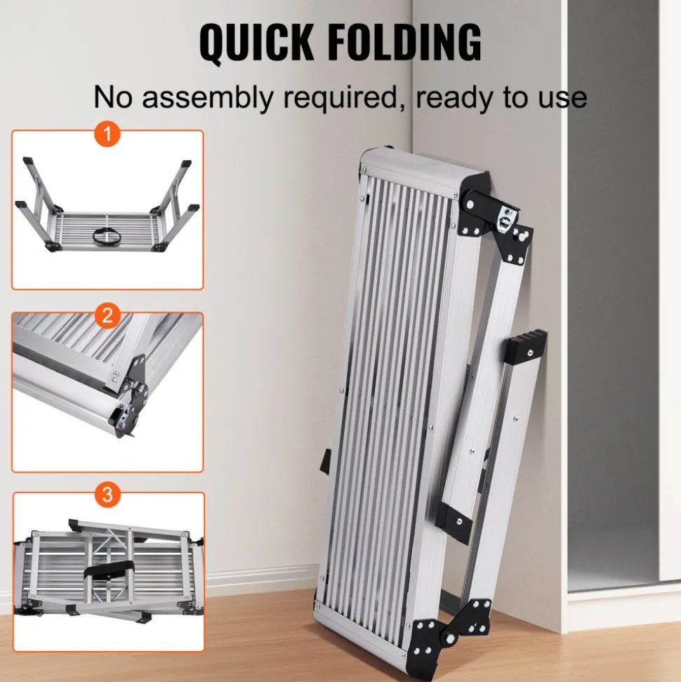 VEVOR Folding Work Platform, 330 lbs Load Capacity, Aluminum Drywall Stool Ladder, Heavy Duty Work Bench w/ Non-Slip Feet, Ideal for Washing Vehicles, Cleaning, Painting, Decorating
