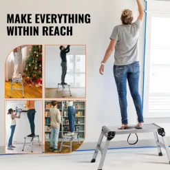 VEVOR Folding Work Platform, 330 lbs Load Capacity, Aluminum Drywall Stool Ladder, Heavy Duty Work Bench w/ Non-Slip Feet, Ideal for Washing Vehicles, Cleaning, Painting, Decorating