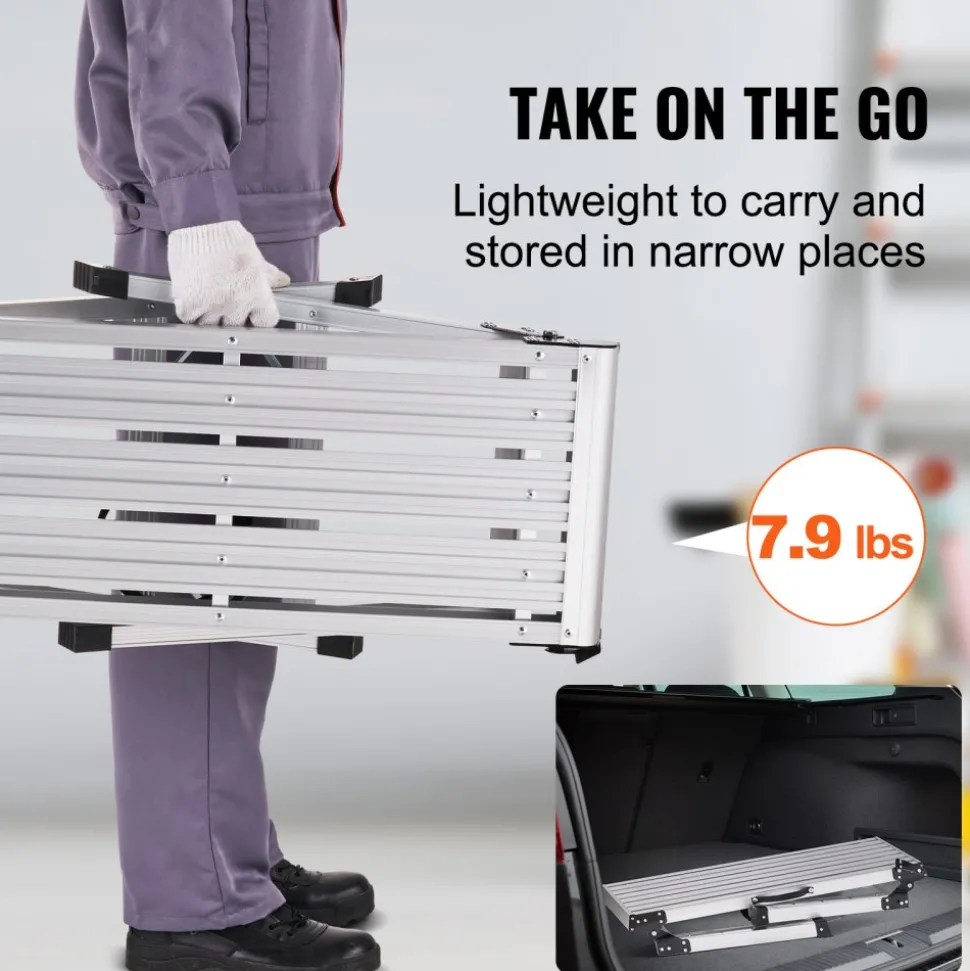 VEVOR Folding Work Platform, 330 lbs Load Capacity, Aluminum Drywall Stool Ladder, Heavy Duty Work Bench w/ Non-Slip Feet, Ideal for Washing Vehicles, Cleaning, Painting, Decorating