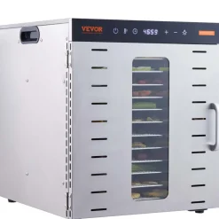 VEVOR Food Dehydrator Machine, 10 Stainless Steel Trays, 1000W Electric Food Dryer with Digital Adjustable Timer & Temperature for Jerky, Herb, Meat, Beef, Fruit, Dog Treats and Vegetables