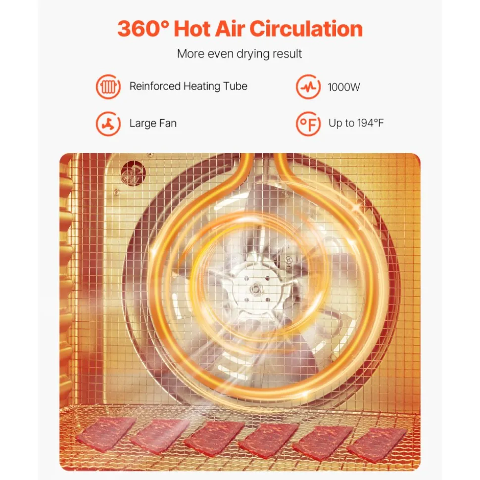 VEVOR Food Dehydrator Machine, 10 Stainless Steel Trays, 1000W Electric Food Dryer with Adjustable Temperature & 24-Hour Timer, Food-Dehydrator for Jerky, Meat, Fruit, Vegetables, Herbs, Dog Treats