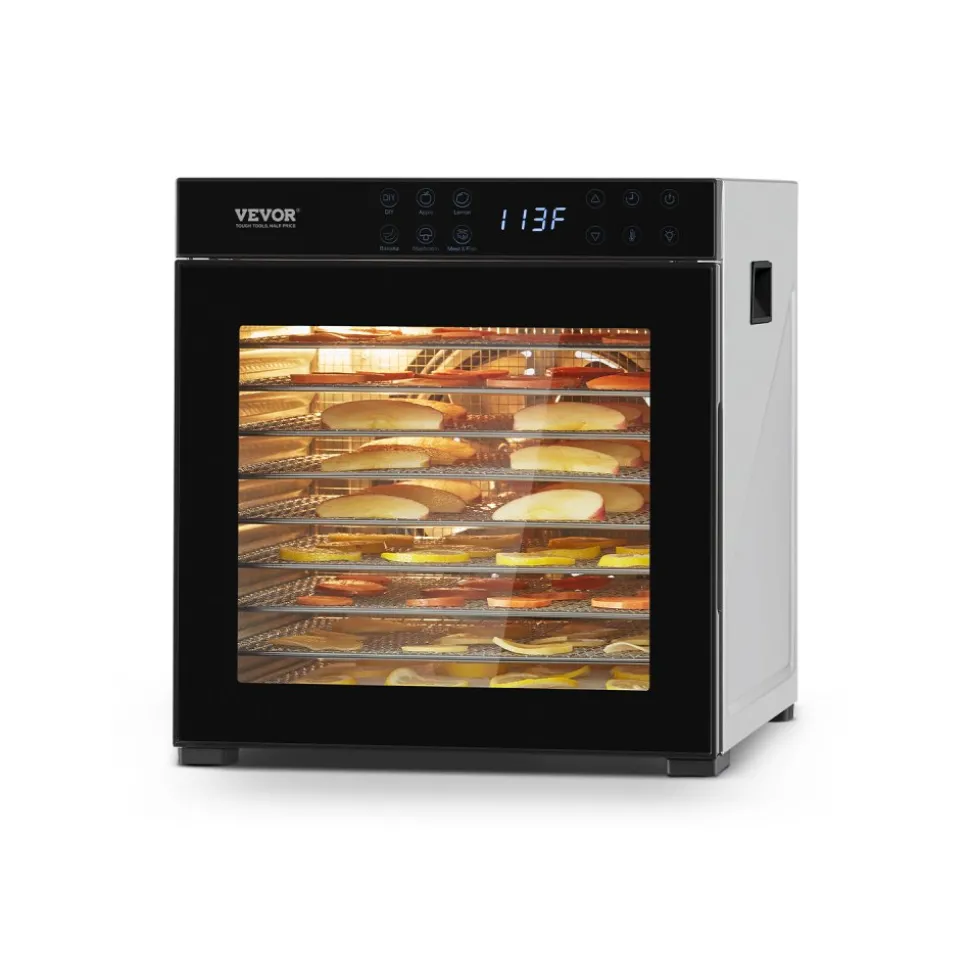 VEVOR Food Dehydrator Machine, 10 Stainless Steel Trays, 1000W Electric Food Dryer with Adjustable Temperature & 24-Hour Timer, Food-Dehydrator for Jerky, Meat, Fruit, Vegetables, Herbs, Dog Treats