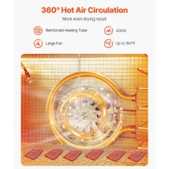 VEVOR Food Dehydrator Machine, 6 Stainless Steel Trays, 400W Electric Food Dryer with Adjustable Temperature & 24-Hour Timer, Freeze Dryer for Jerky, Meat, Fruit, Vegetables, Herbs, Dog Treats