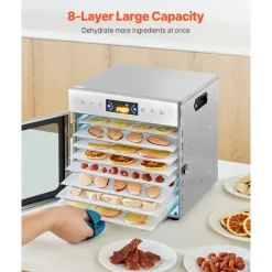 VEVOR Food Dehydrator Machine, 6 Stainless Steel Trays, 400W Electric Food Dryer with Adjustable Temperature & 24-Hour Timer, Freeze Dryer for Jerky, Meat, Fruit, Vegetables, Herbs, Dog Treats