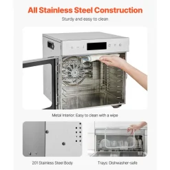 VEVOR Food Dehydrator Machine, 6 Stainless Steel Trays, 400W Electric Food Dryer with Adjustable Temperature & 24-Hour Timer, Freeze Dryer for Jerky, Meat, Fruit, Vegetables, Herbs, Dog Treats
