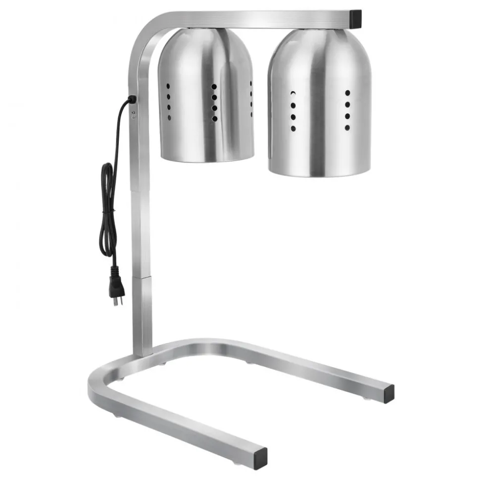 VEVOR Food Heat Lamp, 500W Bulbs, Commercial Food Warmer Light, Electric Stainless Steel French Fry Heating Lamp, Free-standing, Catering Food Warming Equipment for Kitchen Buffet Restaurant, Silver
