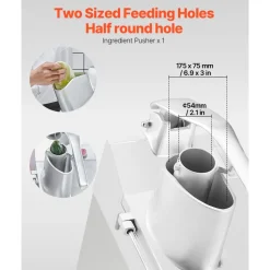 VEVOR Food Processor & Vegetable Chopper, 2 Feeding Holes Food-Grade Stainless Steel Food Processor Chopper with Detachable 6 Blades, 3mm/5mm/7mm/10mm Shredder, 2mm/4mm Slicer, for Vegetables, Fruit