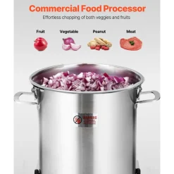 VEVOR Food Processor & Vegetable Chopper, 19 Quart Food-Grade Stainless Steel Food Processor Chopper with S-Curve Blade and Scraper, Ideal for Chopping Vegetables, Fruit, Grains, Nuts
