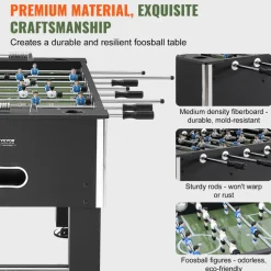 VEVOR Foosball Table, 55 inch Standard Size Foosball Table, Indoor Full Size Foosball Table for Home, Family, and Game Room, Soccer with Foosball Table Set, Includes 4 Balls and 4 Cup Holders