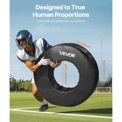 VEVOR Football Tackle Wheel, Football Tackling Dummy, Waterproof PVC and High-Density Sponge Tackle Ring, Dummies Training Equipment with Straps, for Blocking, Hitting Drills and Practice, Black, 1PCS