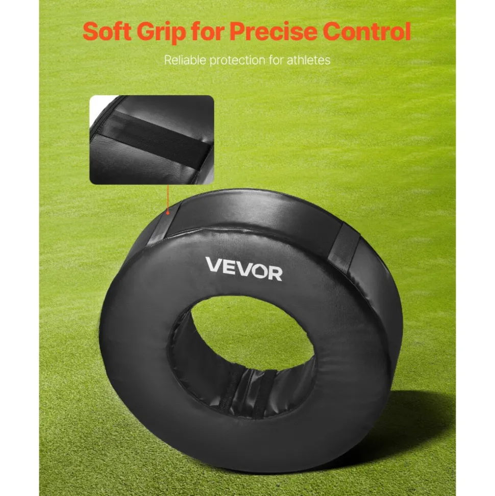 VEVOR Football Tackle Wheel, Football Tackling Dummy, Waterproof PVC and High-Density Sponge Tackle Ring, Dummies Training Equipment with Straps, for Blocking, Hitting Drills and Practice, Black, 1PCS