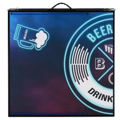 VEVOR 8 Foot Portable Beer Pong Table, LED Lights, Foldable Tailgate Table with Carrying Handles and 6 Pong Balls, Adjustable Height, Lightweight Table for Office, Tailgate Party, Travel & Camping