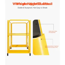 VEVOR 6 Foot Scaffolding Safety Guardrail, Rustproof Solid Carbon Steel Scaffold Guard Rail of 55.4 lbs Load Capacity, Baker Style Metal Guardrails Accessory System for Scaffolding Platform, Yellow