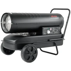 VEVOR Forced Air Kerosene Heater, 125000 BTU Diesel Torpedo Space Heater, for Garage, Warehouse, Workshop, Job Site, Construction, Flexible Move with Wheels & Thermostat Control, Carbon Steel, Black