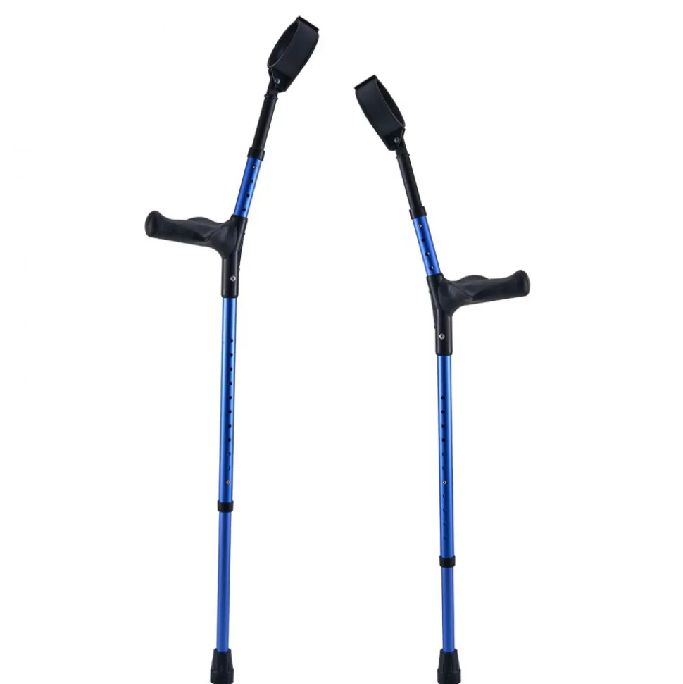 VEVOR Forearm Crutches for Adults, 11-Level Height Adjustable Walking Crutches with 4-Level Upper Cuff, Lightweight Aluminum Medical Support Crutches for Leg Injury Surgery Disabled, 1 Pair (350LBS)