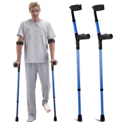 VEVOR Forearm Crutches for Adults, 11-Level Height Adjustable Walking Crutches with 4-Level Upper Cuff, Lightweight Aluminum Medical Support Crutches for Leg Injury Surgery Disabled, 1 Pair (350LBS)
