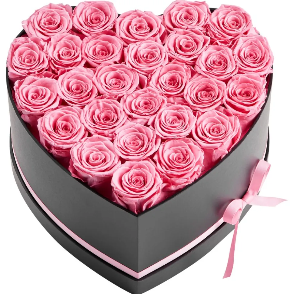VEVOR Forever Flowers, 27 Preserved Roses in a Heart Shape Box, Eternal Flowers Immortal Bouquet Birthday Present for Women Her Wife Mothers, Anniversary, Valentine's Day,Christmas, Pink