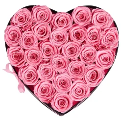VEVOR Forever Flowers, 27 Preserved Roses in a Heart Shape Box, Eternal Flowers Immortal Bouquet Birthday Present for Women Her Wife Mothers, Anniversary, Valentine's Day,Christmas, Pink