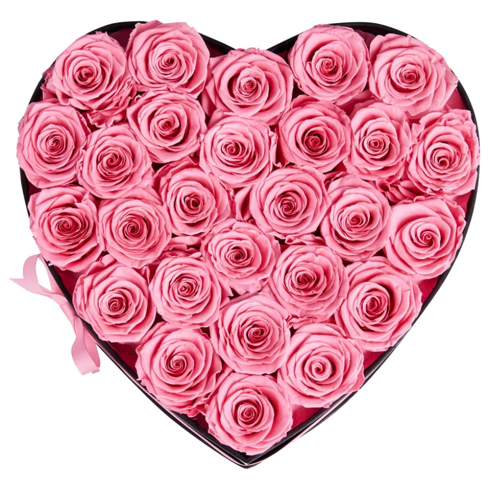 VEVOR Forever Flowers, 27 Preserved Roses in a Heart Shape Box, Eternal Flowers Immortal Bouquet Birthday Present for Women Her Wife Mothers, Anniversary, Valentine's Day,Christmas, Pink